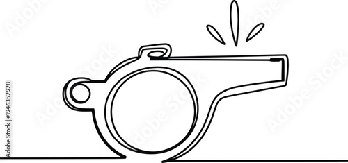 A black and white drawing of a whistle