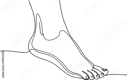 A line drawing of a foot with the toes curled under