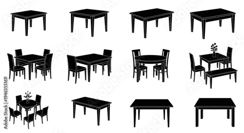 Dining Table Set Silhouettes: Various Styles for Home and Office Furniture