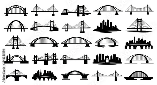Diverse Bridge Silhouettes Collection: Architectural Icons & Cityscapes