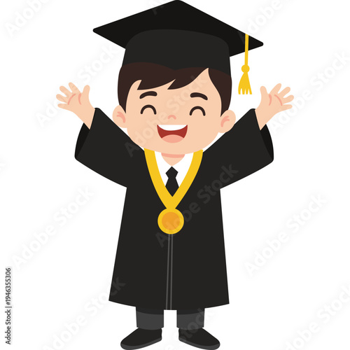 Illustration of Cute Student Graduate