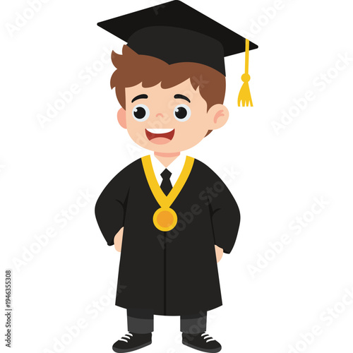 Illustration of Cute Student Graduate