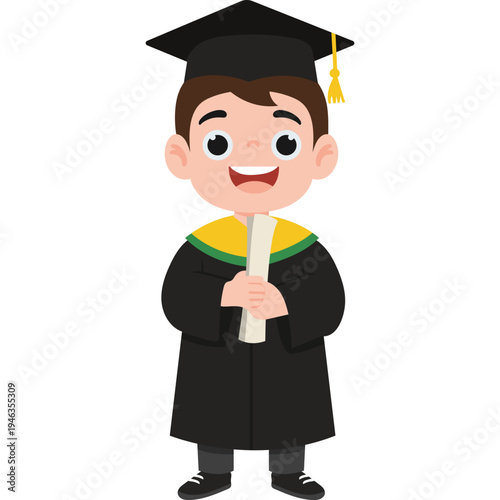 Illustration of Cute Student Graduate