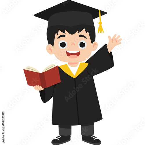 Illustration of Cute Student Graduate