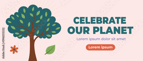 Green Tree Illustration for Earth Day and Environmental Sustainability Campaign