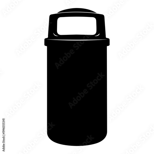 A black trash can with an open slot for disposal, perfect for indoor or outdoor use