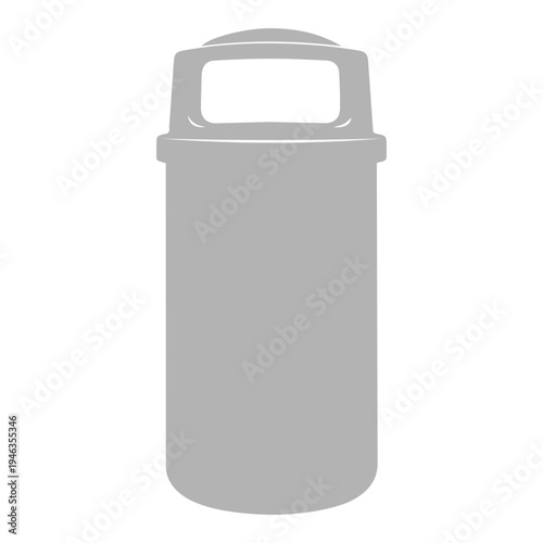 Simple vector illustration of a grey public waste receptacle designed for outdoor use, providing a clean and recognizable symbol for garbage disposal and environmental tidiness