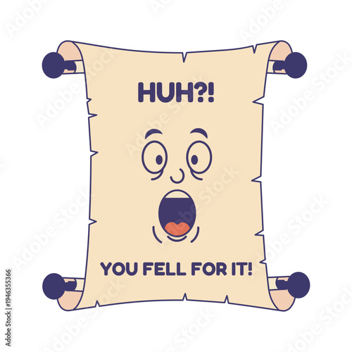 Surprised Scroll Character Prank Message With Shocked Face Expression