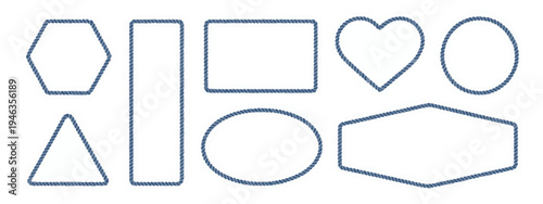 Collection of rope frames in various geometric and organic shapes border circle