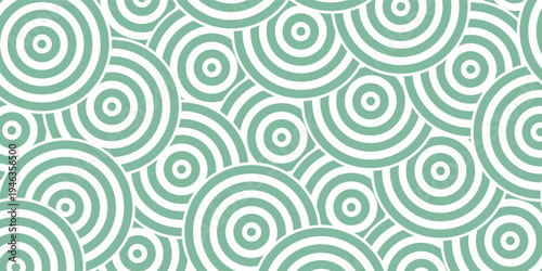 Green Overlapping seamless pattern. Modern stylish texture. Repeating geometric tiles. Concentric purple  circles background.