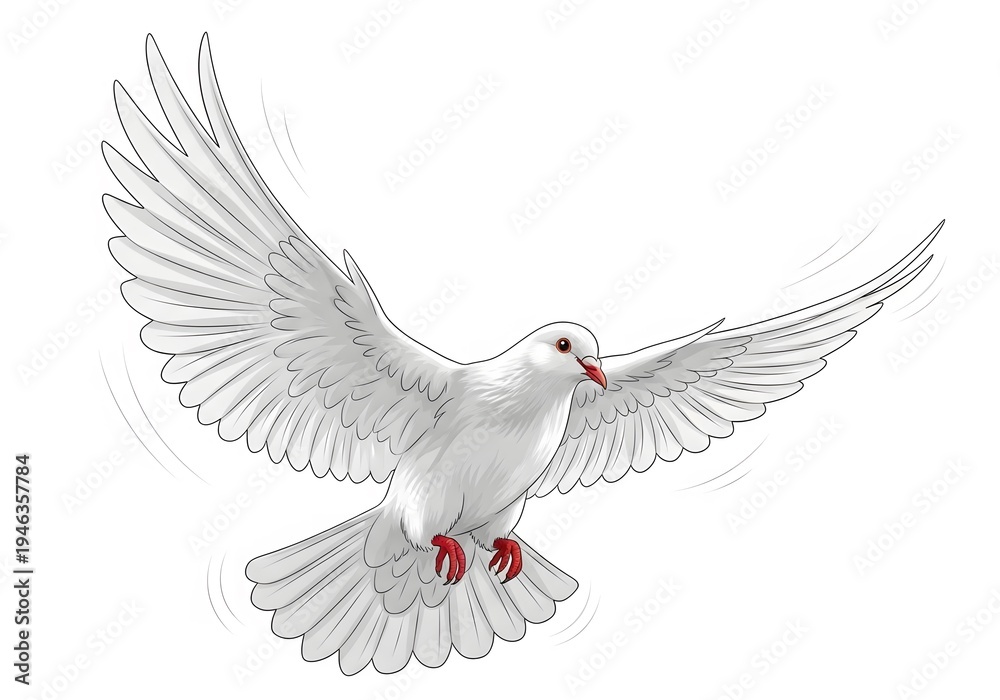 Obraz premium A graceful white dove in flight with outstretched wings, symbolizing peace and freedom