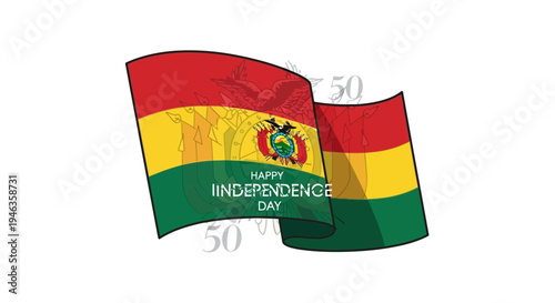 Bolivia Flag Waving Independence Day Celebration Vector Art