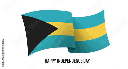 Bahamas Flag Waving, Happy Independence Day, Caribbean Nation Celebration