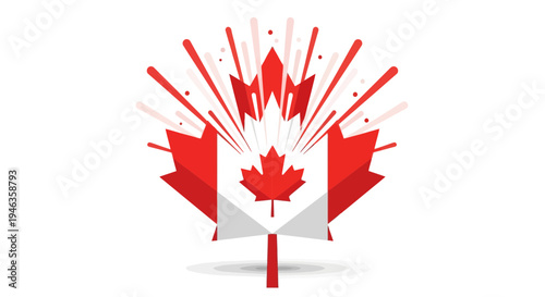 Canada Flag with Fireworks