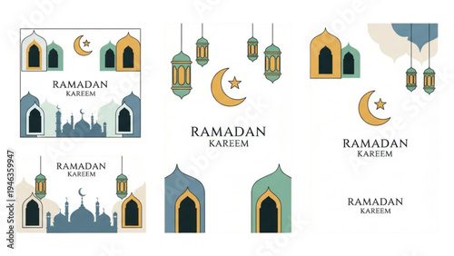 Ramadan decorations include lanterns and crescent moon near mosque