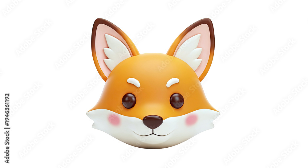 Obraz premium Cute 3D Fox Character Head
