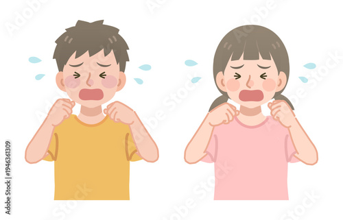 泣いている子供のイラスト　上半身