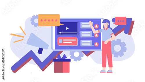 Content creator promoting business products through social media video platforms and digital marketing strategies