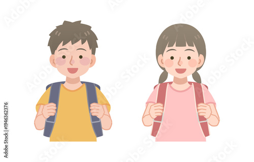 ランドセルを背負う小学生のイラスト