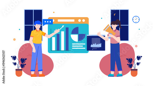 Professional team working late and overtime at the office to finish project analysis