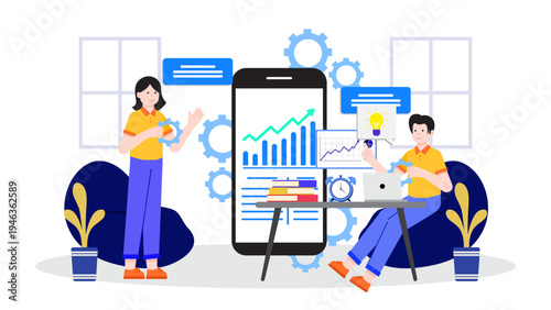 Professional developers working on software optimization and business solution integration for growth