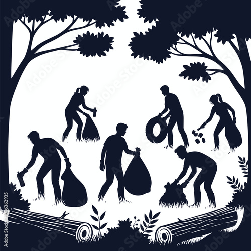 Volunteers unite to clean natural environments, removing litter and waste, promoting ecological stewardship and a healthier planet