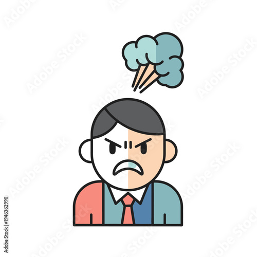 Angry Businessman Icon Showing Frustration and Stress