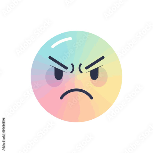 Angry Colorful Gradient Emoji Face Icon - Frustrated Emotion Symbol