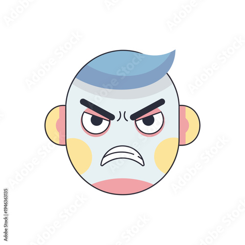 Angry Face Emoji Icon - Frustrated Character with Frowning Mouth and Intense Eyes