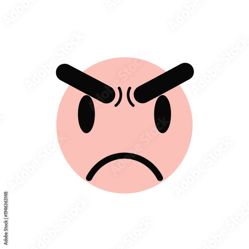 Angry face emoji, cartoon style, expressing frustration and annoyance