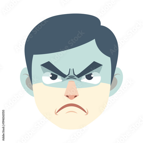 Angry Face Avatar Icon - Frustrated Expression Cartoon Character