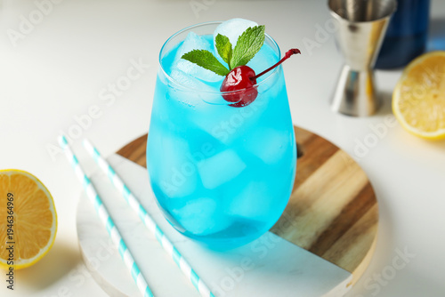 Glass of tasty Blue Lagoon ...