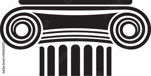Black and white illustration of ancient Greek column capital and fluted shaft