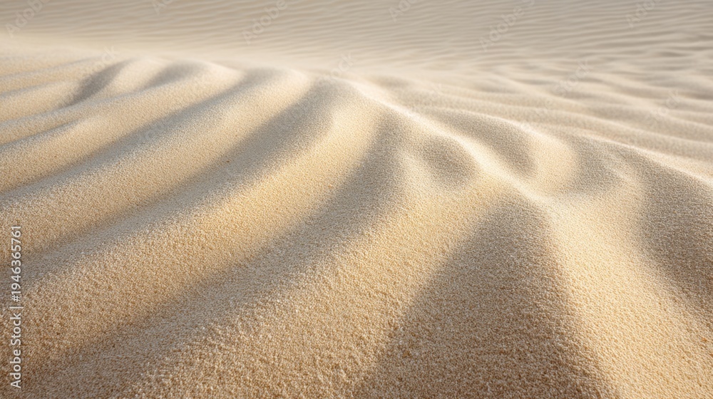Fototapeta premium Soft and Smooth Sand Dune Texture Creating Gentle Waves Under the Sunlight in a Desert Landscape