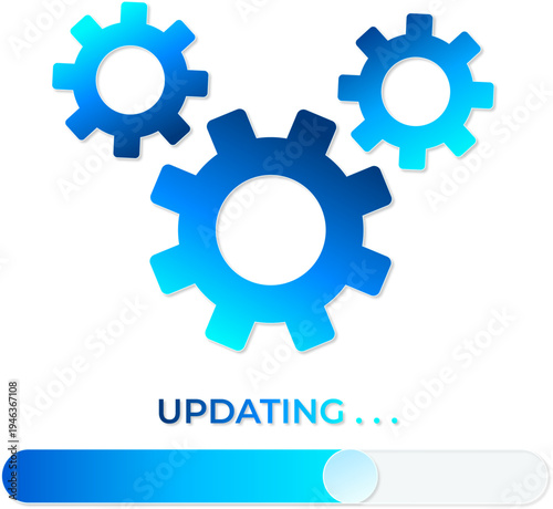 Updating software application upgrade technology. Loading process. Update system icon. Concept of upgrade application progress icon.