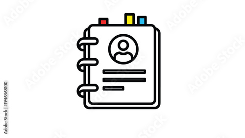 Address book notebook features a profile icon on the cover and colorful side tabs for quick organization of personal contacts.