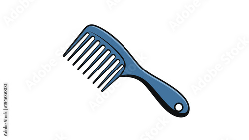 Blue hair comb with wide teeth and a convenient handle is shown as a simple colored outline icon for personal grooming.