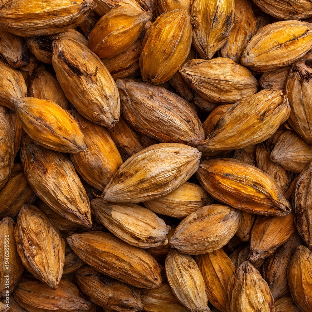 Fototapeta premium Roasted Baru Seeds Macro Background Texture