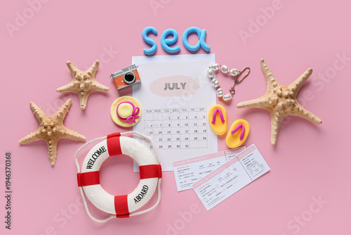 Calendar with word SEA, tic...