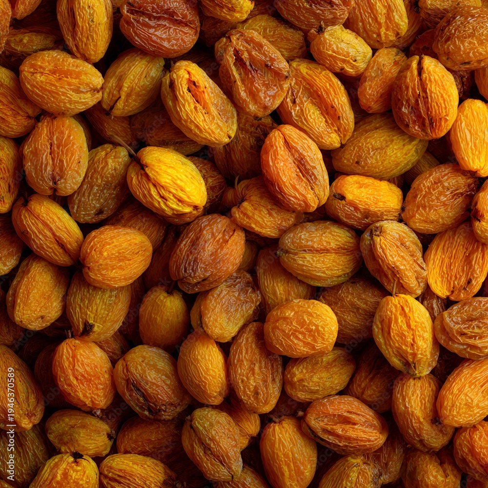 Fototapeta premium Dried Yellow Plums Macro Background Texture
