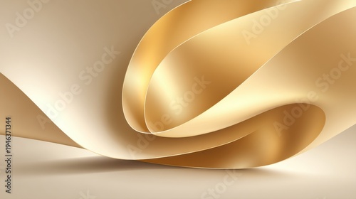 Elegant abstract composition with smooth curves and soft textures in shades of cream and gold for modern design projects