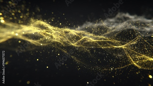 Wallpaper Mural Ethereal Gold Particles Flowing Through a Dark Background Creating a Magical and Dreamy Atmosphere of Light and Motion Torontodigital.ca