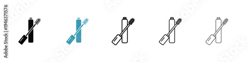 Mascara icon in line art style on white background for graphic and web design.