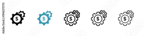 Money processes icon in line art style on white background for graphic and web design.