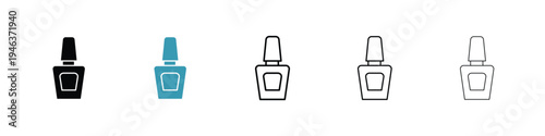 Nail polish icon in line art style on white background for graphic and web design.