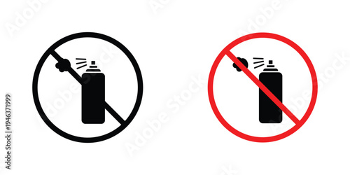 No aerosol spray signs in line art style on white background for graphic and web design.