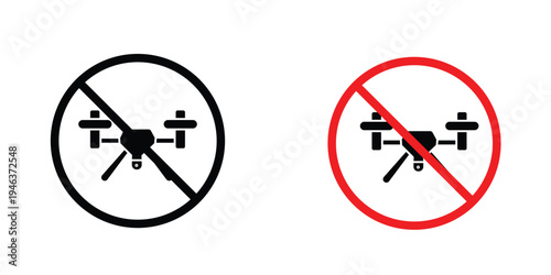No fly drones signs in line art style on white background for graphic and web design.