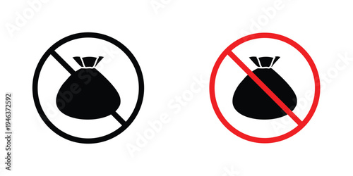 No garbage signs in line art style on white background for graphic and web design.