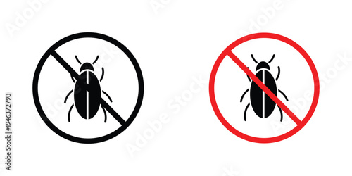 No parasitic insects signs in line art style on white background for graphic and web design.