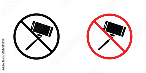 No selfie signs in line art style on white background for graphic and web design.